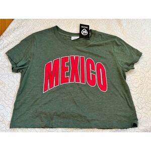 Where Im From Mexico Graphic T-Shirt Women's Green Cropped Short Sleeve Medium